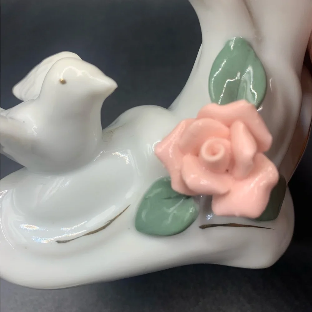 2/Porcelain Ducks & Doves Mini Bud Vases